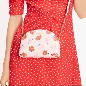 NWT Kate Spade Morgan Dotty Floral Embossed Double-zip Dome Crossbody